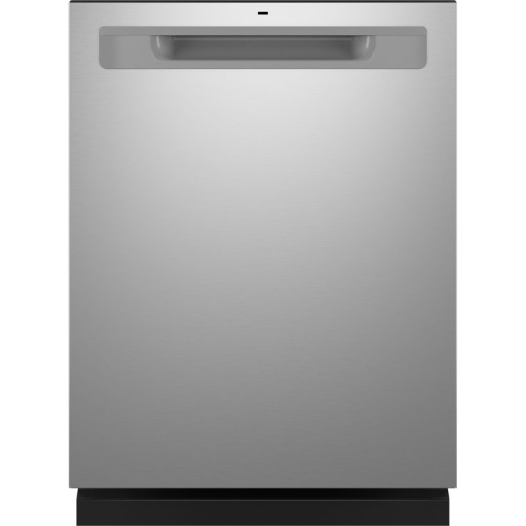 GE Appliances 24" 50 Decibel dBA Silver BuiltIn Top Control Dishwasher with Adjustable Rack